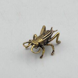 BG7-Miniature brass tone metal cricket insect figurine